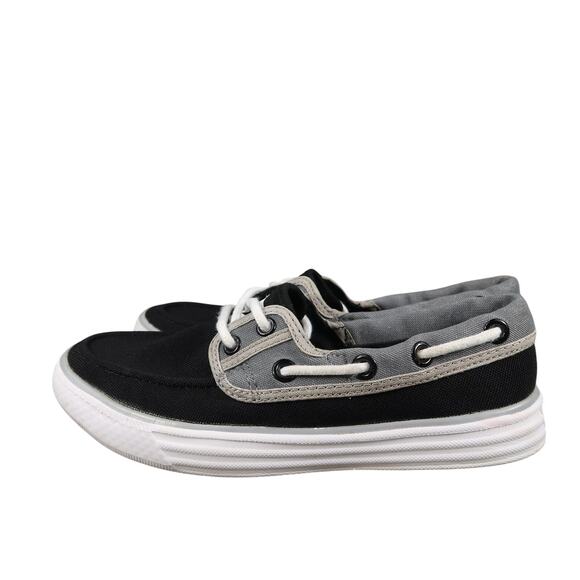 Converse Shoes Womens 6 Boat Sneakers 2 Eye Casual Lightweight Moc Black Gray - Picture 4 of 12